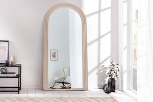 Estila Art deco dizajnové zrkadlo Swan oblúkového tvaru s béžovým kaskádovým rámom 160cm