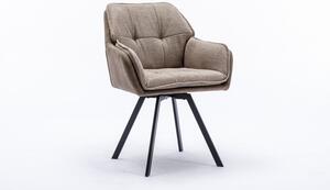 Estila Čalúnená retro stolička Dex na čiernych šikmých nožičkách s opierkami na ruky v svetlej hnedej farbe 85cm