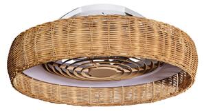 Stropný ventilátor s LED osvetlením Kilimanjaro, CCT, ratan – Mantra Mantra Iluminación, Kilimanjaro, stmievateľné, Drevo, Obývacia izba, Drevo