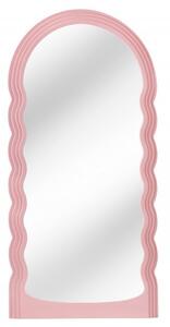 Estila Art deco moderné vysoké zrkadlo Swan s vlnitým rámom v pastelovej ružovej farbe 160cm