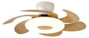 Stropný ventilátor LED Flower, drevo, DC motor, tichý, CCT – Mantra Mantra Iluminación, Flower, stmievateľné, Drevo, Obývacia izba, Plast, Moderný