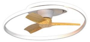 Stropný ventilátor s LED osvetlením Ocean biely/drevený DC tichý CCT – Mantra Mantra Iluminación, Ocean, stmievateľné, Biela, Obývacia izba, Plast, Moderný