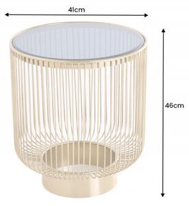 Estila Art deco dizajnový konferenčný stolík Esme so zlatou konštrukciou a okrúhlou čiernou doskou zo skla 40cm