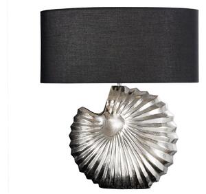Estila Art deco dizajnová stolná lampa Alexa so striebornou podstavou a okrúhlym čiernym tienidlom 63cm