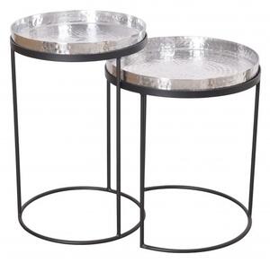 Estila Art-deco set okrúhlych príručných stolíkov Elements strieborná 53cm
