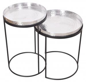 Estila Art-deco set okrúhlych príručných stolíkov Elements strieborná 53cm