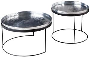 Estila Art-deco set okrúhlych konferenčných stolíkov Elements strieborná 57cm