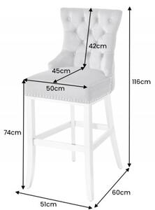 Estila Elegantná barová stolička Modern Barock so svetlým béžovým poťahom a dizajnovým prešívaním 74cm