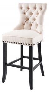 Estila Elegantná barová stolička Modern Barock so svetlým béžovým poťahom a dizajnovým prešívaním 74cm