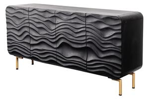Estila Art-deco komoda Lagoon čierna s vlnovitým vzorom 160cm