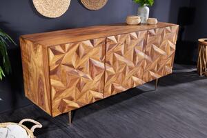 Estila Masívny art deco príborník Sovoy z palisandrového dreva prírodnej hnedej farby so zlatými nožičkami 145cm