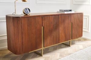Estila Luxusný Art-deco príborník Gatsby z mangového dreva so zlatými nožičkami hnedý 160 cm
