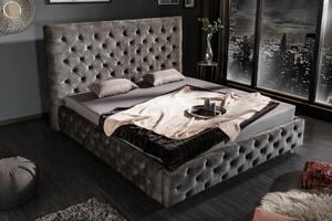 Estila Luxusná čalúnená posteľ Kreon s Chesterfield prešívaním sivá