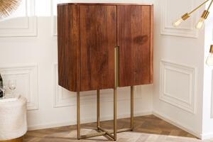 Estila Luxusná art deco barová skrinka Gatsby z mangového dreva so zlatými detailmi hnedá 125 cm