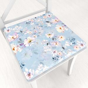 Biante Zamatový štvorcový podsedák Tamara TMR-044 Jarné kvety na nebesky modrom - 38x38x3 cm