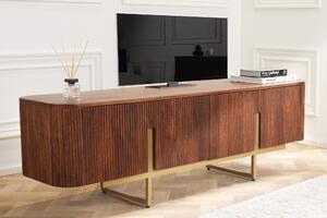Estila Luxusný art-deco TV stolík Gatsby z mangového dreva so zlatými detailmi hnedý 160 cm