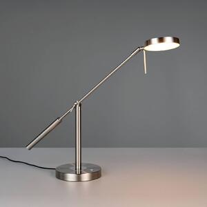 Stolová LED lampa Monza, niklová farba, výška 52 cm, kov, Hliník / sivá / zinok, Pracovňa / Kancelária, kov, Moderný, Stolová lampa