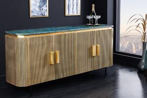Estila Luxusný art deco príborník Marmolla Verde s mramorovou doskou zlatý 160 cm
