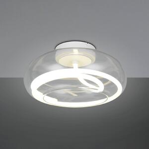 Stropné LED svetlo Tarsia, biele matné, Ø 40 cm sklo, Biela / opálová, Obývacia izba / jedáleň, Sklo, Moderný, Stropné svetlo polkruhové s priestorom