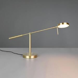 Stolová LED lampa Monza, mosadzová farba, výška 52 cm, kov, Mosadz / zlato, Pracovňa / Kancelária, kov, Moderný, Stolová lampa