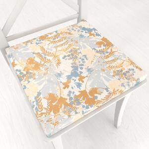 Biante Zamatový štvorcový podsedák Tamara TMR-043 Hnedo-modré designové rastliny - 38x38x3 cm