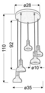 Luster na lanku PUERTO 5xE14/40W/230V