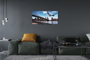 Obraz canvas Lietadiel mraky město 100x50 cm