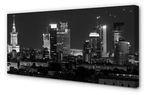 Obraz na plátne Nočná panoráma Varšavy mrakodrapov 100x50 cm