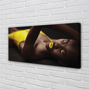 Obraz canvas Žena žltá ústa 100x50 cm