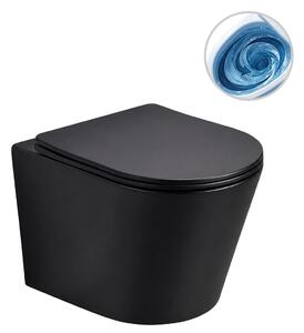 CERANO - WC závesné Hugo, Vortex - vírové splachovanie + Slim/SoftClose sedátko - čierna matná - 53x36 cm