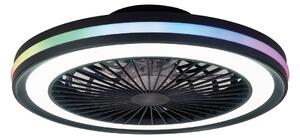 LED stropný ventilátor Gamer, čierny, DC, tichý, CCT RGB – Mantra Mantra Iluminación, Gamer, stmievateľné, Čierna, Obývacia izba, Plast, Moderný