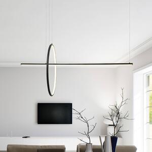 LED závesné svietidlo 20128, matná čierna, dĺžka 122 cm, kovová, stmievateľná, Čierna, Obývacia izba / jedáleň, Hliník, Moderný