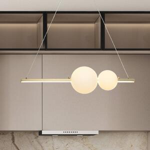 LED závesné svietidlo 22108, zlatá, dĺžka 62 cm, kov/sklo, stmievateľné, Mosadz / zlato, Obývacia izba / jedáleň, Hliník, Moderný, Závesné svietidlo