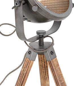 Priemyselná stolová lampa statív oceľový s dreveným sklopným - Emado