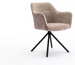 Estila Moderne otočné kreslo Kristal Sand so champagne béžovým zamatovým poťahom a čiernymi kovovými nožičkami 80cm