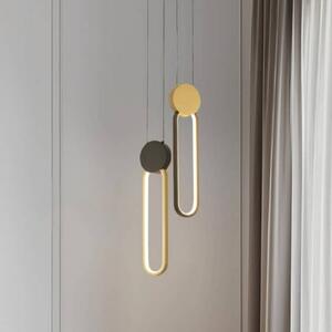 LED závesné svietidlo 23101, zlatá/čierna, šírka 12 cm, kovová, stmievateľná, Mosadz / zlato, Obývacia izba / jedáleň, Hliník, Moderný, Závesné svietidlo