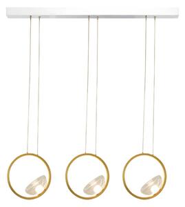 LED závesné svietidlo 23029, zlatá, 105 cm, 3-pl., kov/sklo, stmievateľné, Mosadz / zlato, Obývacia izba / jedáleň, Hliník, Moderný, Závesné svietidlo