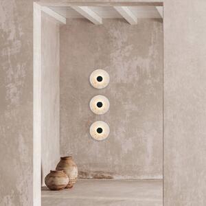 LED nástenné svetlo 2551, biela/čierna, Ø 25 cm, alabaster, Biela / opálová, Obývacia izba / jedáleň, Kameň, Nástenné svietidlo