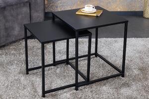 Estila Industriálny set dvoch čiernych štvorcových konferenčných stolíkov Industria Durante 46 cm
