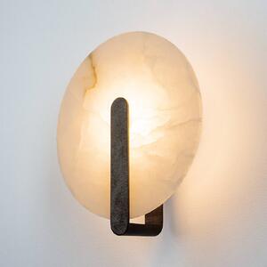 LED nástenné svetlo 2553, biela/čierna, Ø 25 cm, alabaster, Biela / opálová, Obývacia izba / jedáleň, Kameň, Nástenné svietidlo