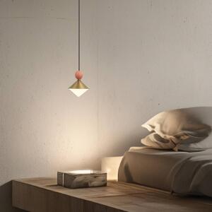 LED závesné svietidlo 25100, mosadz/červená, Ø 14 cm, kov/sklo/keramika, Mosadz / zlato, Obývacia izba / jedáleň, kov, Závesné svietidlo