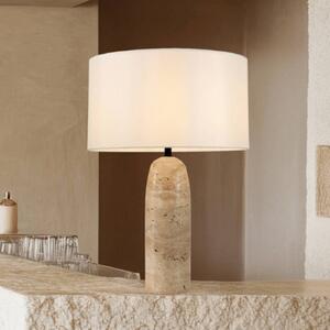 Stolová lampa 25428, béžová/biela, výška 55 cm, kameň/textil, E27, Krémová / jantárovo žltá, Obývacia izba / jedáleň, Kameň, Stojacie svietidlo