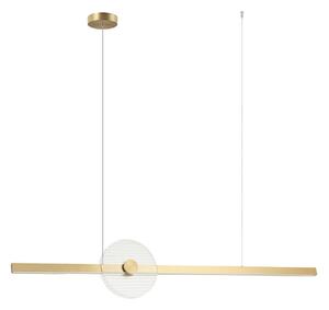 LED závesné svietidlo 25426, zlatá farba, dĺžka 121 cm, kovové, stmievateľné, Mosadz / zlato, Obývacia izba / jedáleň, kov, Moderný, Závesné svietidlo
