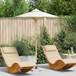 Maison Exclusive – Záhradný slnečník, priemer 150 x 210 cm, bambus, okrúhly, krémovo biely
