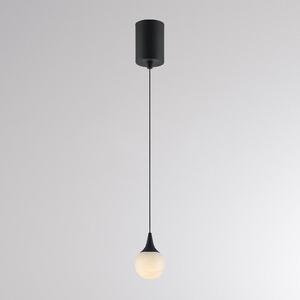 LED závesné svietidlo ARE, čierne, alabastrové, Ø 8 cm, DALI, Čierna, Obývacia izba / jedáleň, Kameň, Moderný, Závesné svietidlo