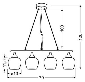 Luster na lanku SIRIUS 4xE27/60W/230V
