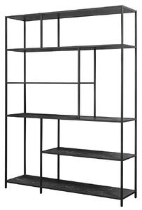 Estila Industriálny regál Industria Marble s policami s mramorovým dizajnom v antracitovej čiernej farbe 185 cm