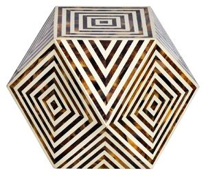 Estila Dizajnový príručný stolík Bone Inlay z byvolej kosti v bielo hnedej farbe so vzorovaním 57 cm