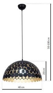 Luster na lanku LISA BLACK 1xE27/60W/230V
