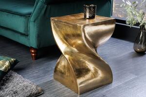 Estila Dizajnový štvorcový art deco príručný stolík Twist so zatočeným dizajnom v zlatej farbe 45 cm